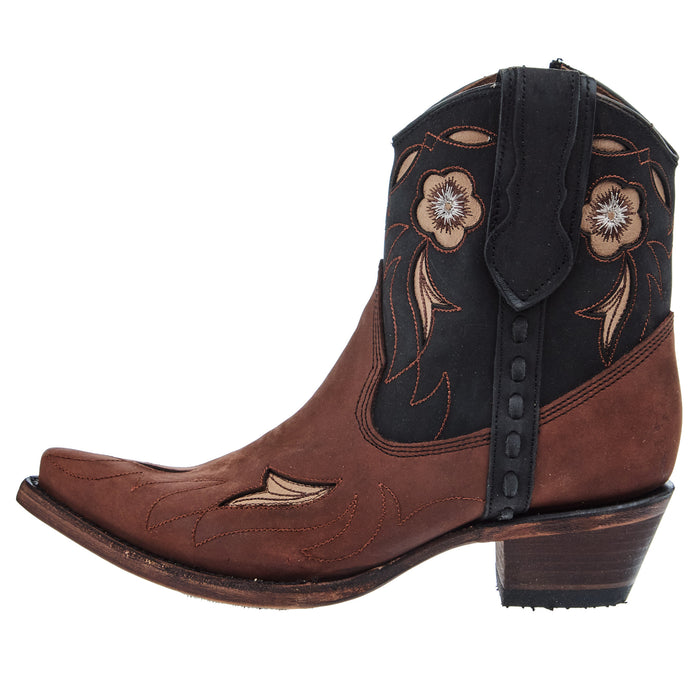 Circle G Women`s Camel/Dark Blue Embroidered Zipper Boot