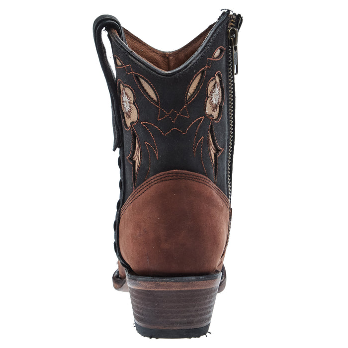 Circle G Women`s Camel/Dark Blue Embroidered Zipper Boot