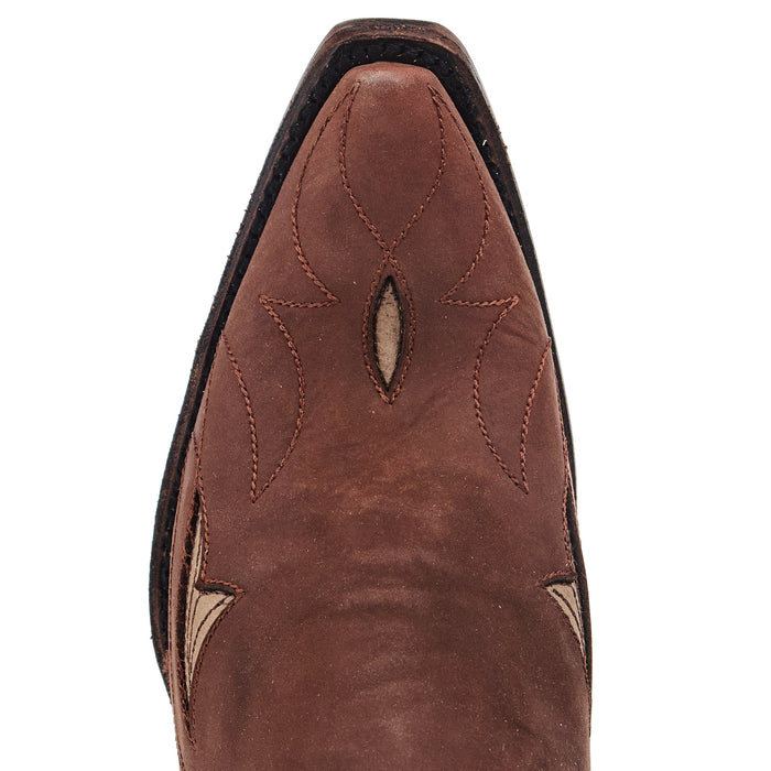 Circle G Women`s Camel/Dark Blue Embroidered Zipper Boot