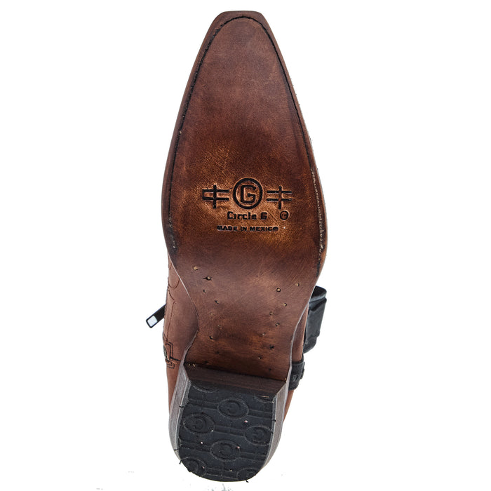 Circle G Women`s Camel/Dark Blue Embroidered Zipper Boot
