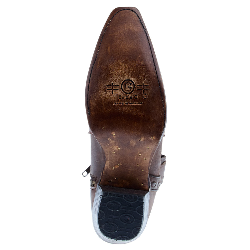 Circle G Boots Womens Cognac and Tobacco Embroidered Zipper Boot