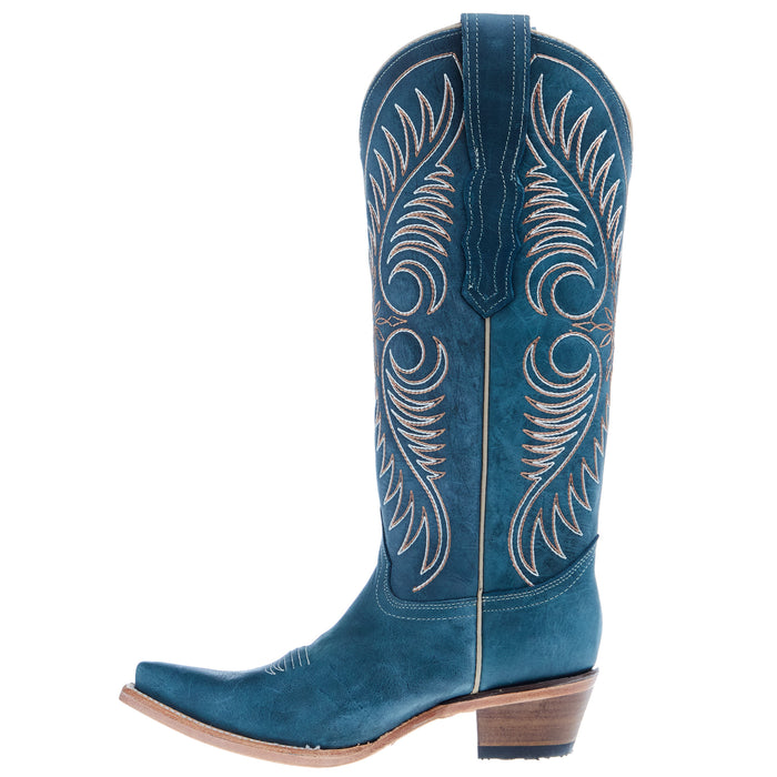 Circle G Women`s Distressed Blue Embroidered 14In Top Boot