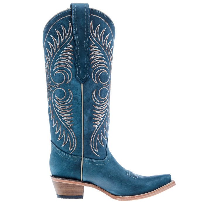 Circle G Women`s Distressed Blue Embroidered 14In Top Boot