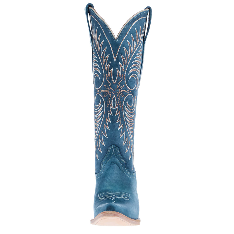 Circle G Women`s Distressed Blue Embroidered 14In Top Boot