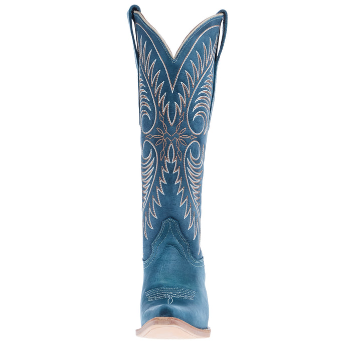 Circle G Women`s Distressed Blue Embroidered 14In Top Boot