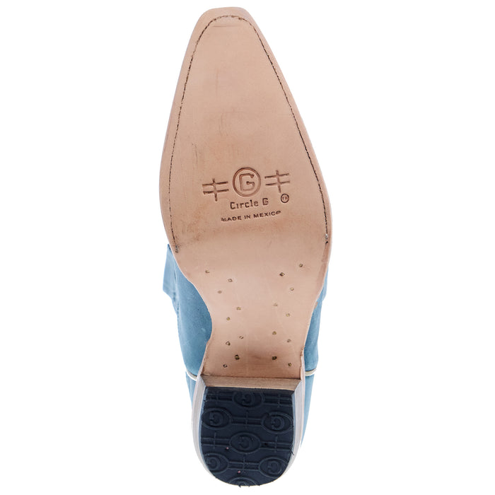 Circle G Women`s Distressed Blue Embroidered 14In Top Boot