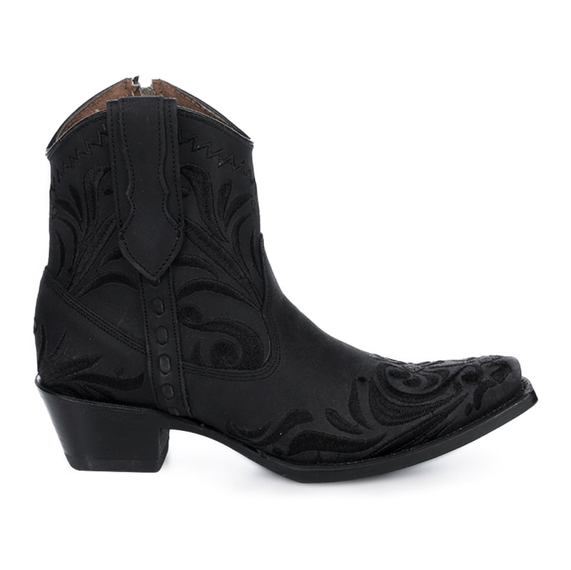 Circle G Women`s Black Embroidered Ankle Bootie