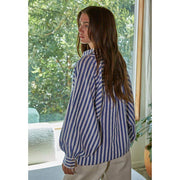 By Together Apparel Women's Blue and White Stripe Joaquin Shirt