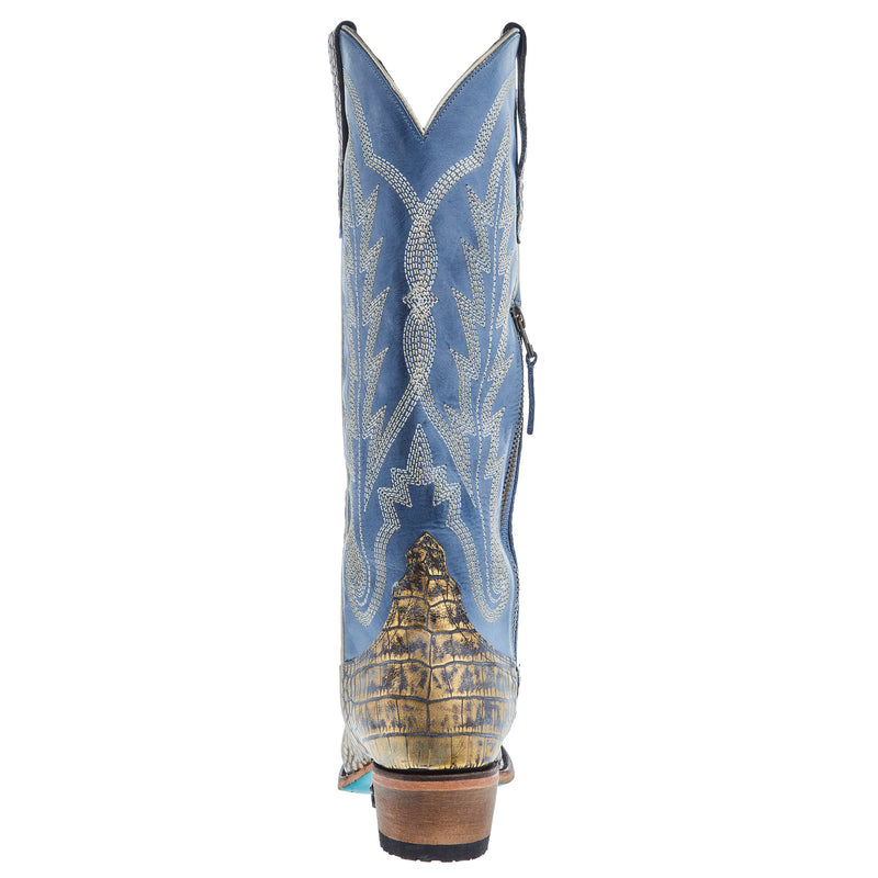 Lane Womens Skylight Metallic Gilded Denim 15 In Top Cowgirl Boot