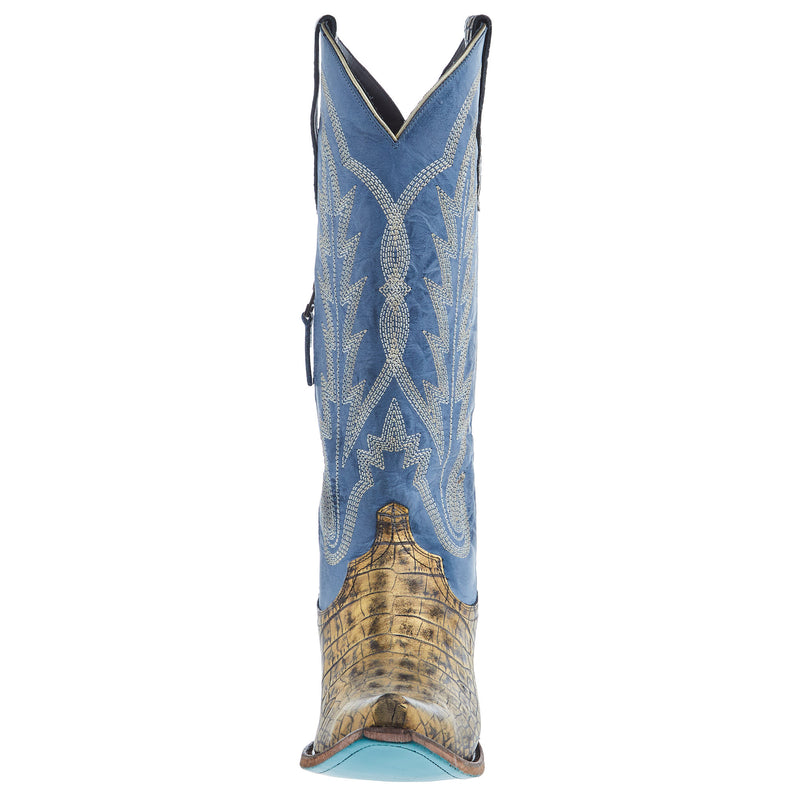 Lane Womens Skylight Metallic Gilded Denim 15 In Top Cowgirl Boot