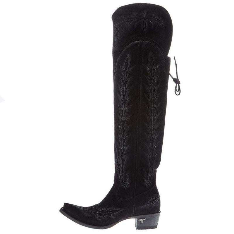 Lane Boots Women's Lexington OTK Black Suede 23 In Top Cowgirl Boot