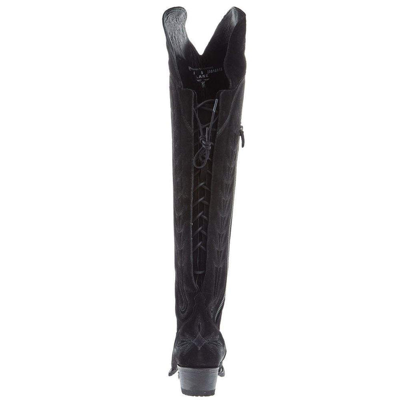 Lane Boots Women's Lexington OTK Black Suede 23 In Top Cowgirl Boot