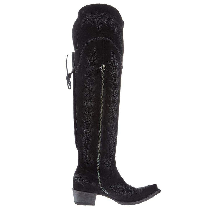 Lane Boots Women's Lexington OTK Black Suede 23 In Top Cowgirl Boot
