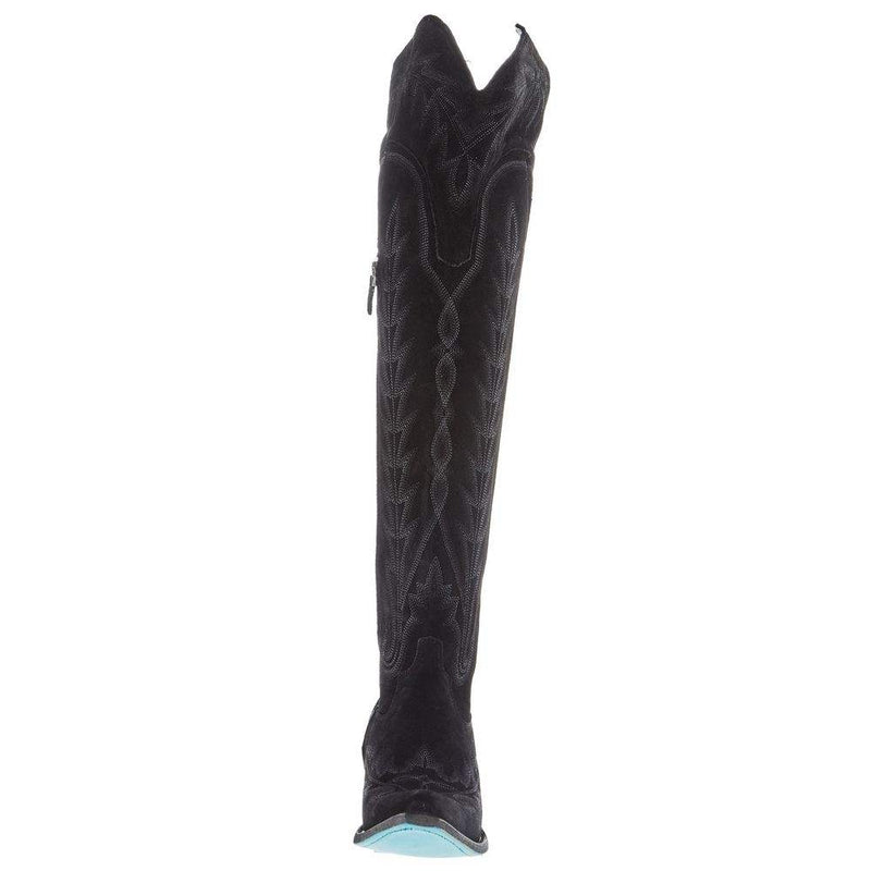 Lane Boots Women's Lexington OTK Black Suede 23 In Top Cowgirl Boot