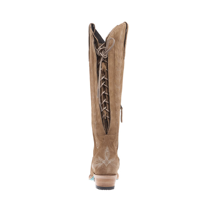 Lane Women's Lexington Knee High Corset Latte Suede Boot