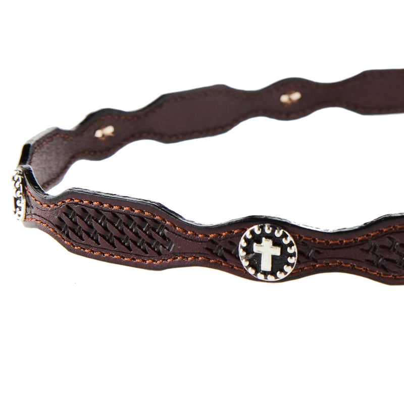 Austin Accent Inc. Brown Tapered Cross Concho Leather Hat Band