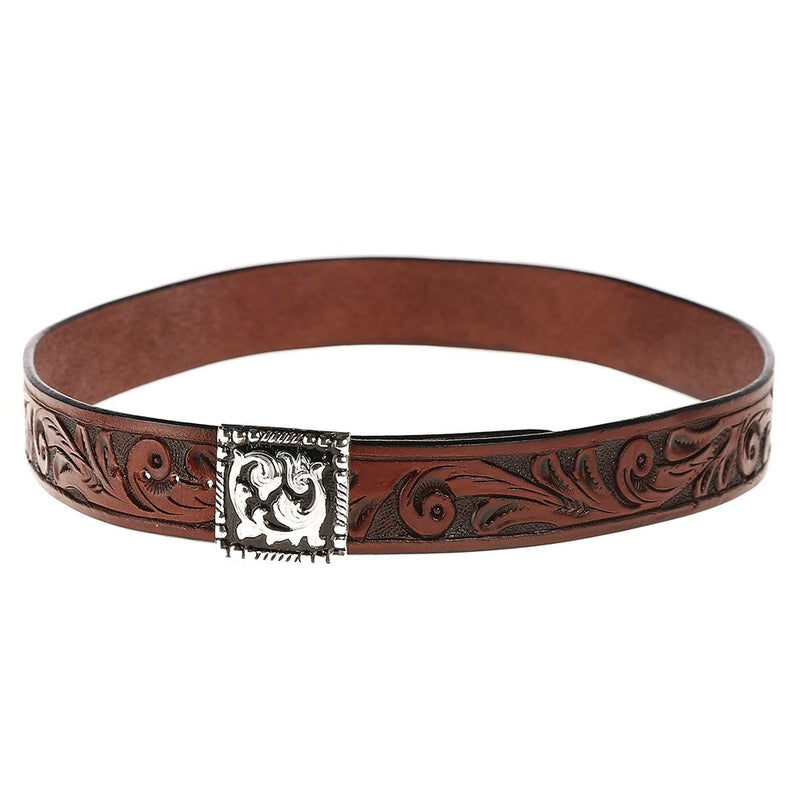 Austin Accent Inc. 1in. Brown Leather Scroll W/Buckle Hat Band