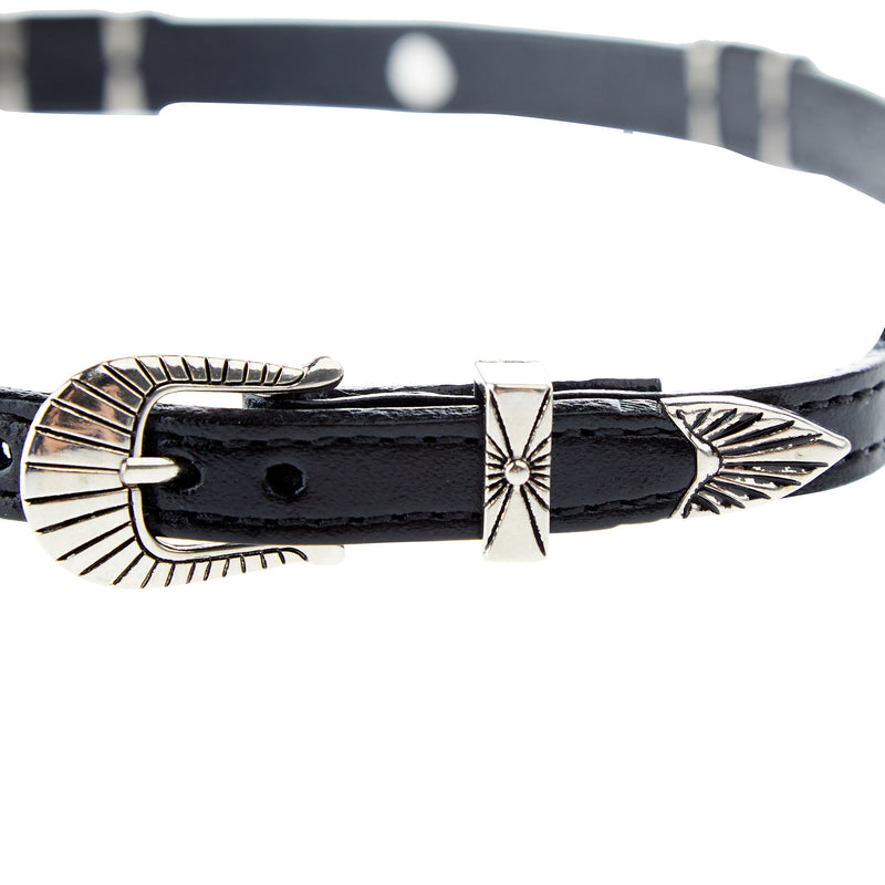 Austin Accent Inc. Black Leather Hat Band with Tbird and Turquoise Accent