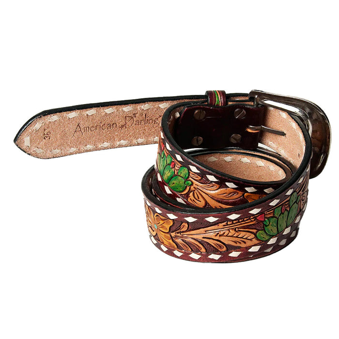 American Darling Tooled Cactus Belt