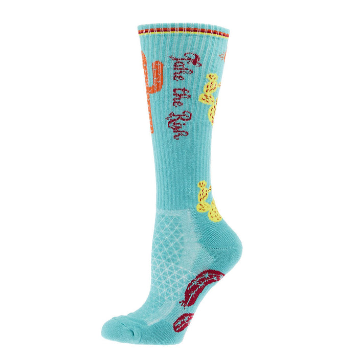 Lucky Chuck Take the Risk Turquoise Performance Crew Socks OSFM
