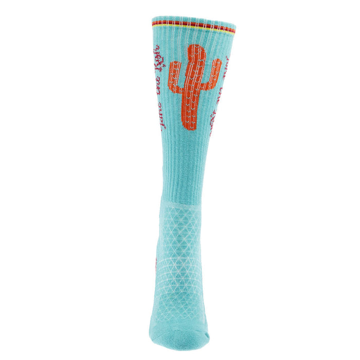 Lucky Chuck Take the Risk Turquoise Performance Crew Socks OSFM