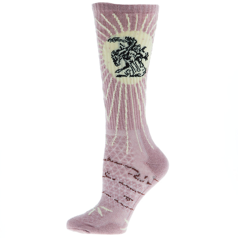 Lucky Chuck Fringe Bucking Dusty Pink Performance Crew Sock