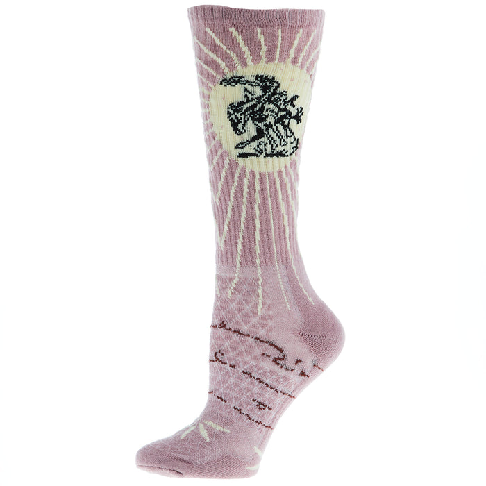 Lucky Chuck Fringe Bucking Dusty Pink Performance Crew Sock
