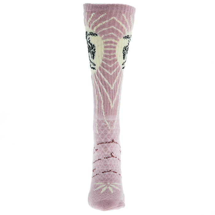 Lucky Chuck Fringe Bucking Dusty Pink Performance Crew Sock