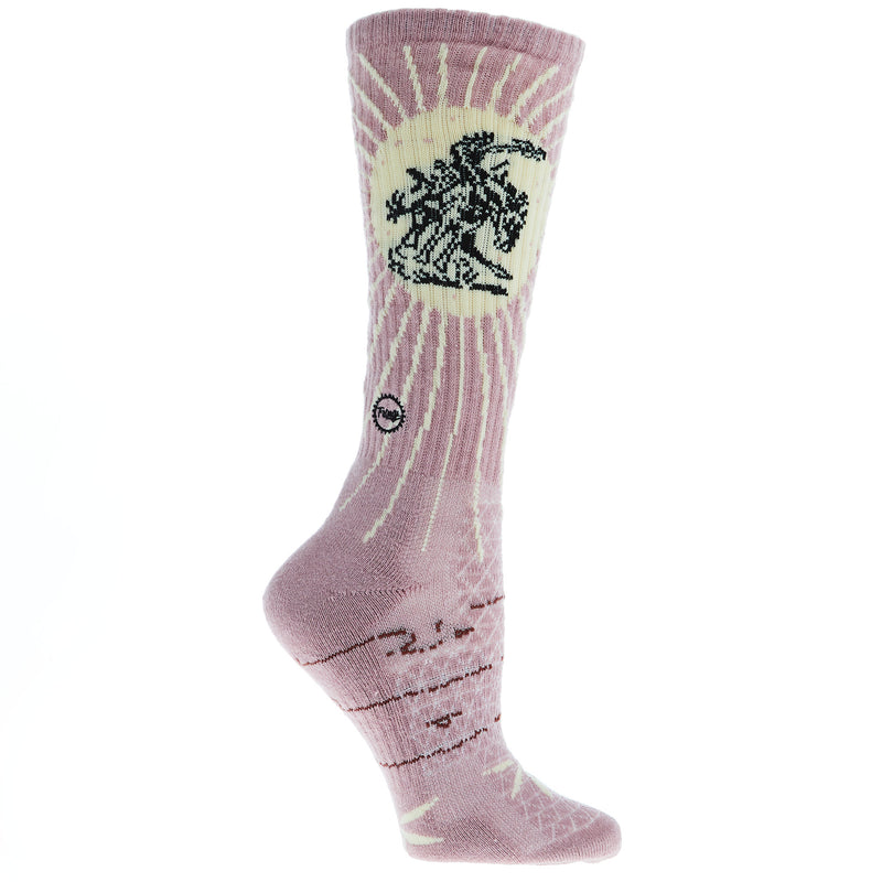 Lucky Chuck Fringe Bucking Dusty Pink Performance Crew Sock