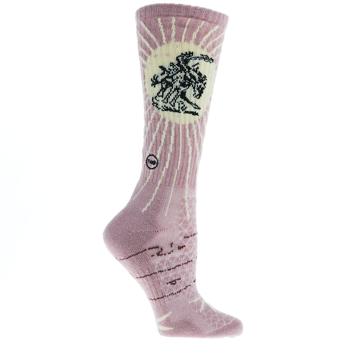 Lucky Chuck Fringe Bucking Dusty Pink Performance Crew Sock