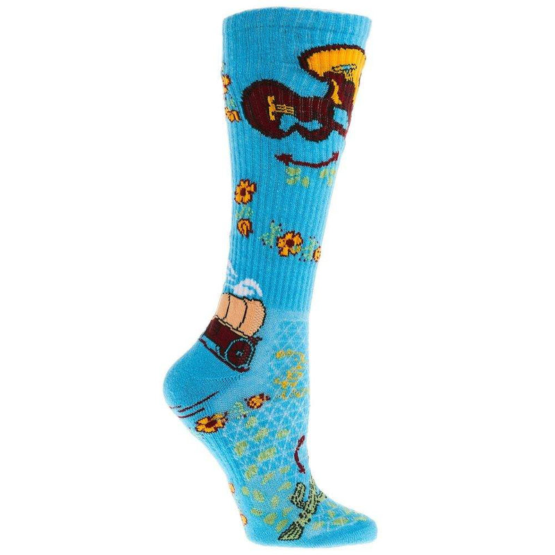 Lucky Chuck Fringe Nudie Turquoise Performance Crew Sock
