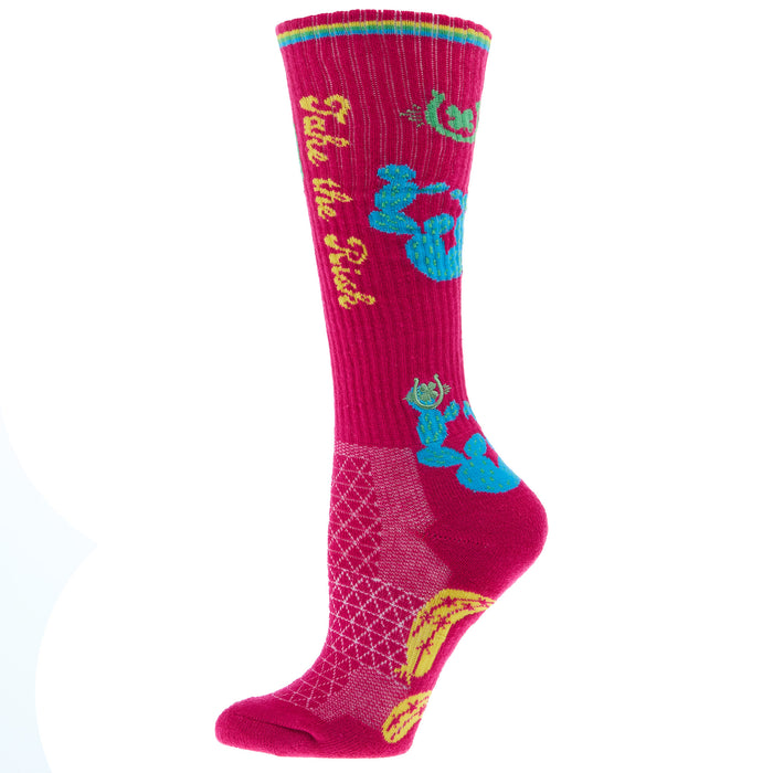 Lucky Chuck Take The Risk Hot Pink Performance Crew Socks OSFM