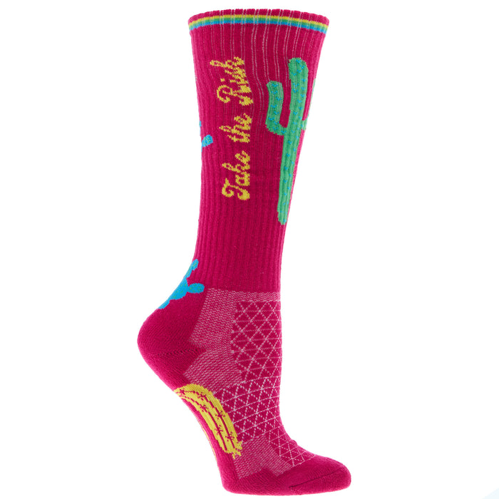 Lucky Chuck Take The Risk Hot Pink Performance Crew Socks OSFM