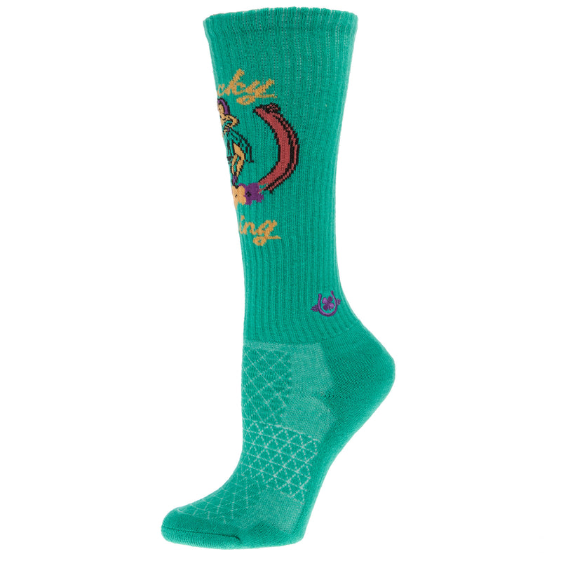 Lucky Chuck Island Cowgirl Teal Performance Crew Socks OSFM