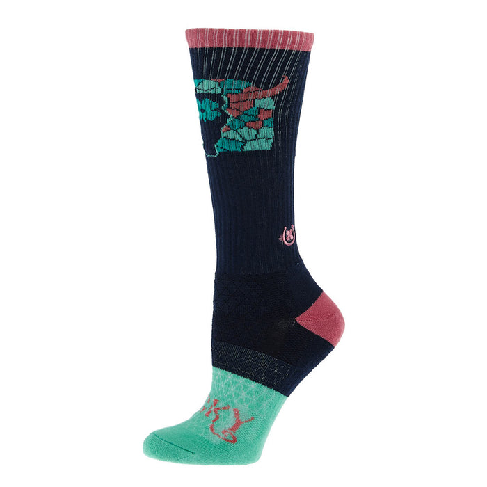 Lucky Chuck Clover Steer Head Performance Crew Socks