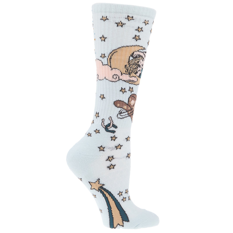 Lucky Chuck Cosmic Cowgirl Light Blue Performance Crew Socks OSFM