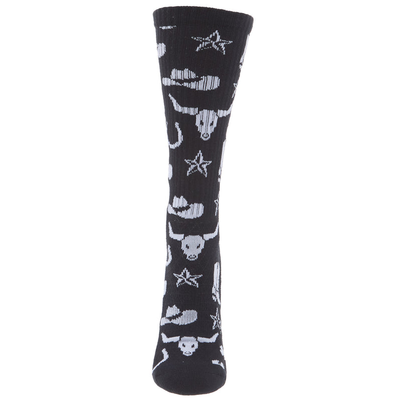 Lucky Chuck Get Western Black and White Performance Crew Socks OSFM