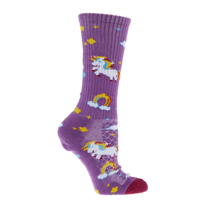 Lucky Chuck Unicorn Purple Performance Crew Socks