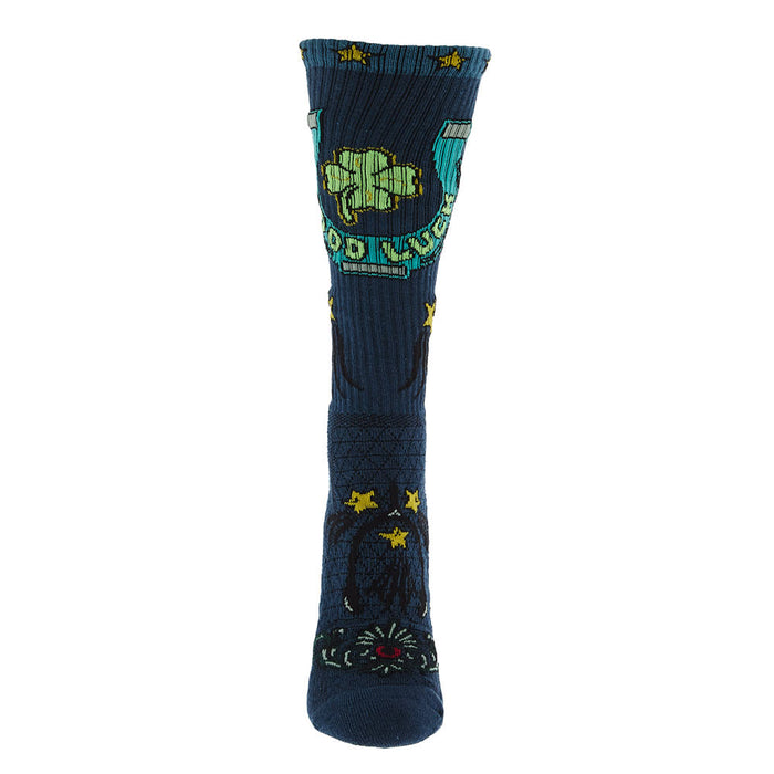 Lucky Chuck Horseshoe Blue Performance Crew Socks