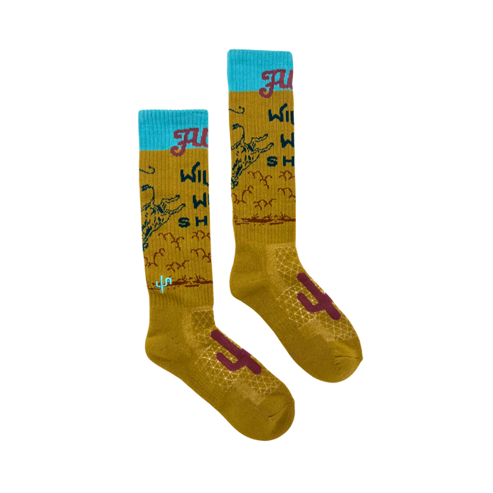 Lucky Chuck Cactus Alley Wild West Show Performance Crew Socks OSFM