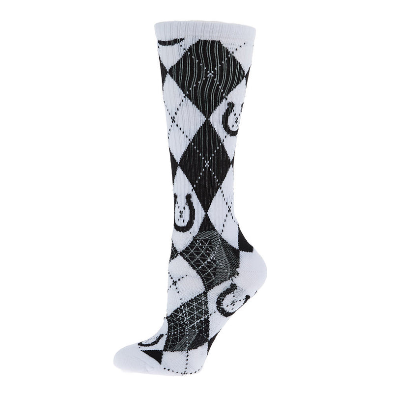 Lucky Chuck Argyle Black/White Performance Crew Socks