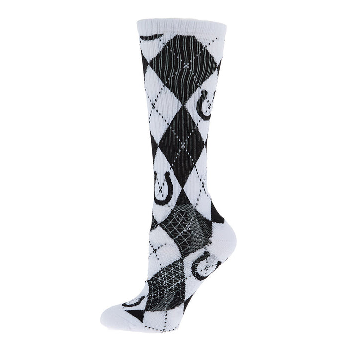 Lucky Chuck Argyle Black/White Performance Crew Socks