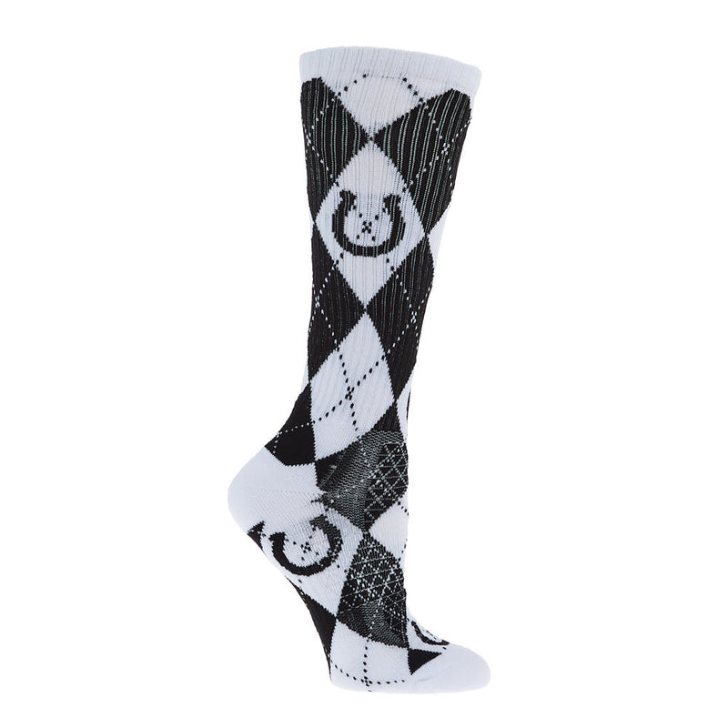 Lucky Chuck Argyle Black/White Performance Crew Socks