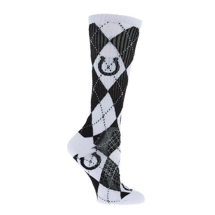 Lucky Chuck Argyle Black/White Performance Crew Socks