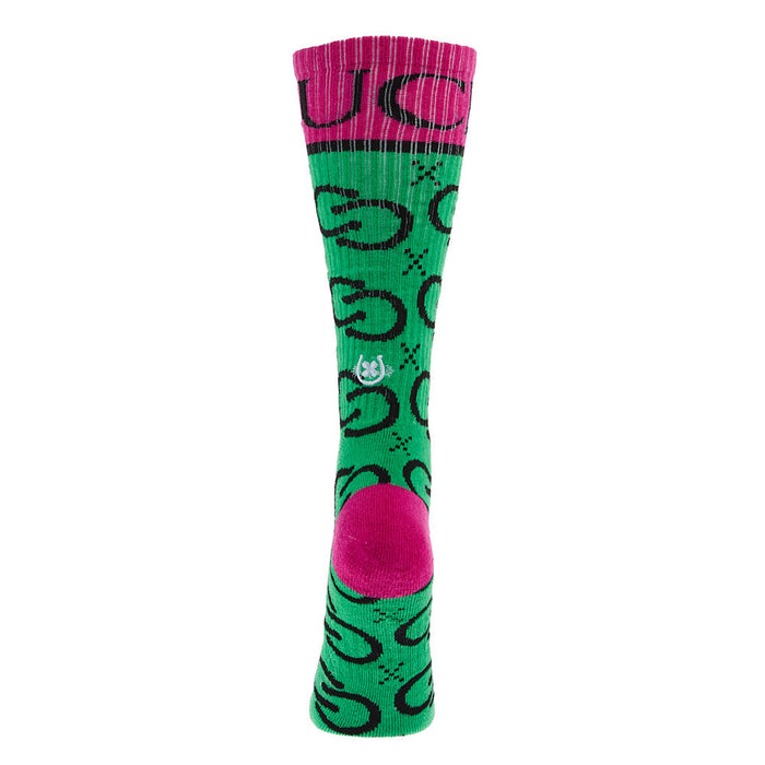 Lucky Chuck High Maintenance Cowgirl Green and Pink Performance Crew Socks OSFM