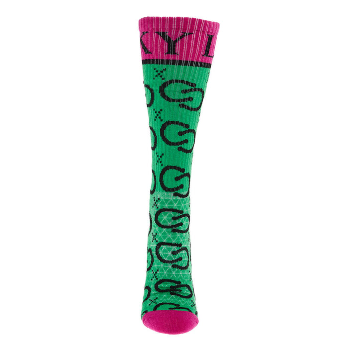Lucky Chuck High Maintenance Cowgirl Green and Pink Performance Crew Socks OSFM