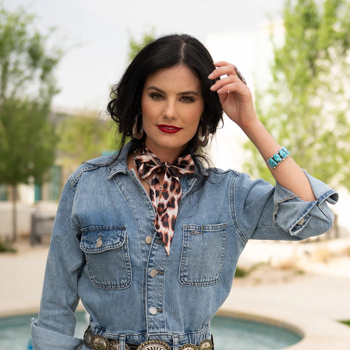 Fringe Scarves Leopard Light Twilly