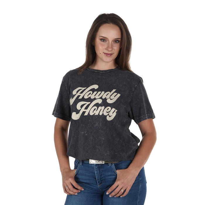 Lotus Fashion Women's Black Howdy Honey Tee Shirt