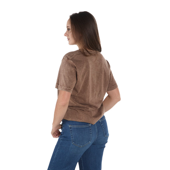 Lotus Fashion Women's Cowboy Wanted Mocha Wash Tee Shirt