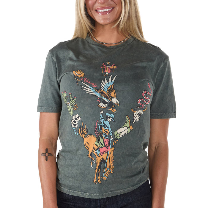 Lotus Fashion Women's Stone Grey Wild West Cactus Tee Shirt